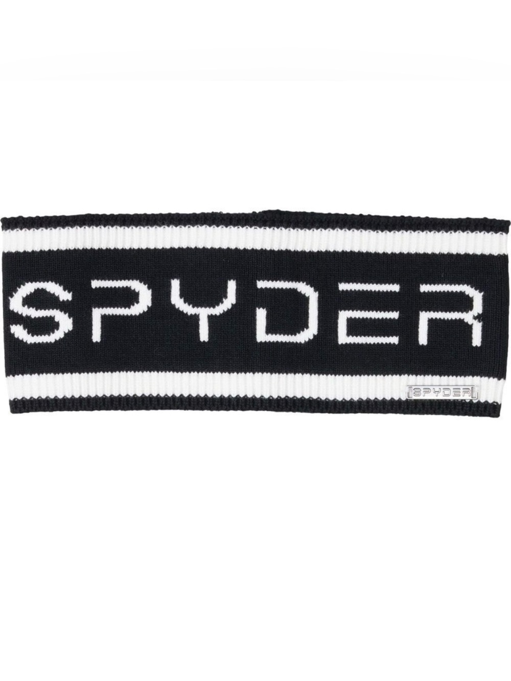SPYDER OS Unisex Black White Cotton Blend Knit Logo Headband